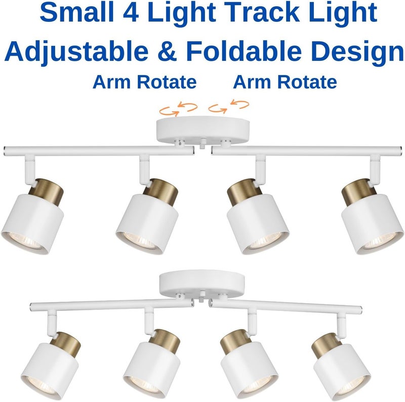 CRAFTRONOS 4 Light Track Lighting Kit, Matte White Brass Finish Adjustable with Modern Flush Mount Ceiling Spotlight for Kitchen,Dining,Living Room,Home Improvement - Image 4